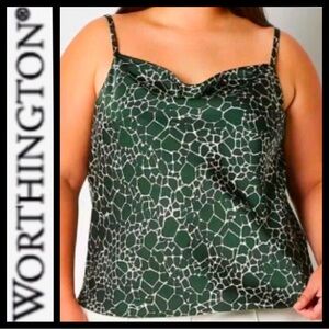 NWT Worthington Cowl Neck Silky Geo Print Cami